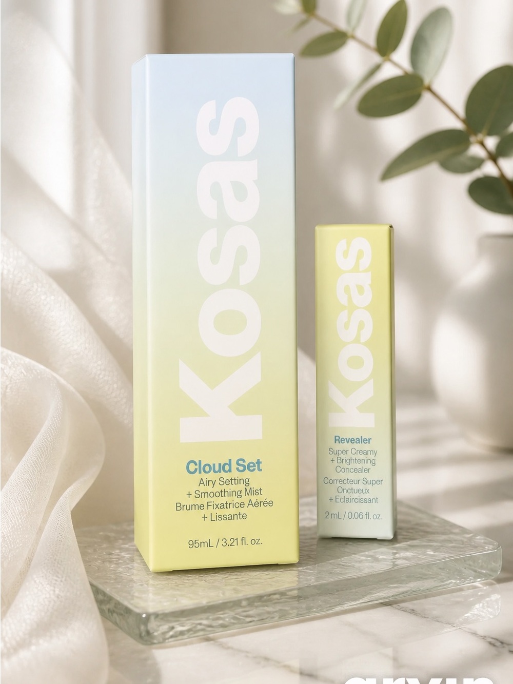 Kosas Cloud Set + Revealer Concealer - Pastel Yellow & Soft Blue Packaging